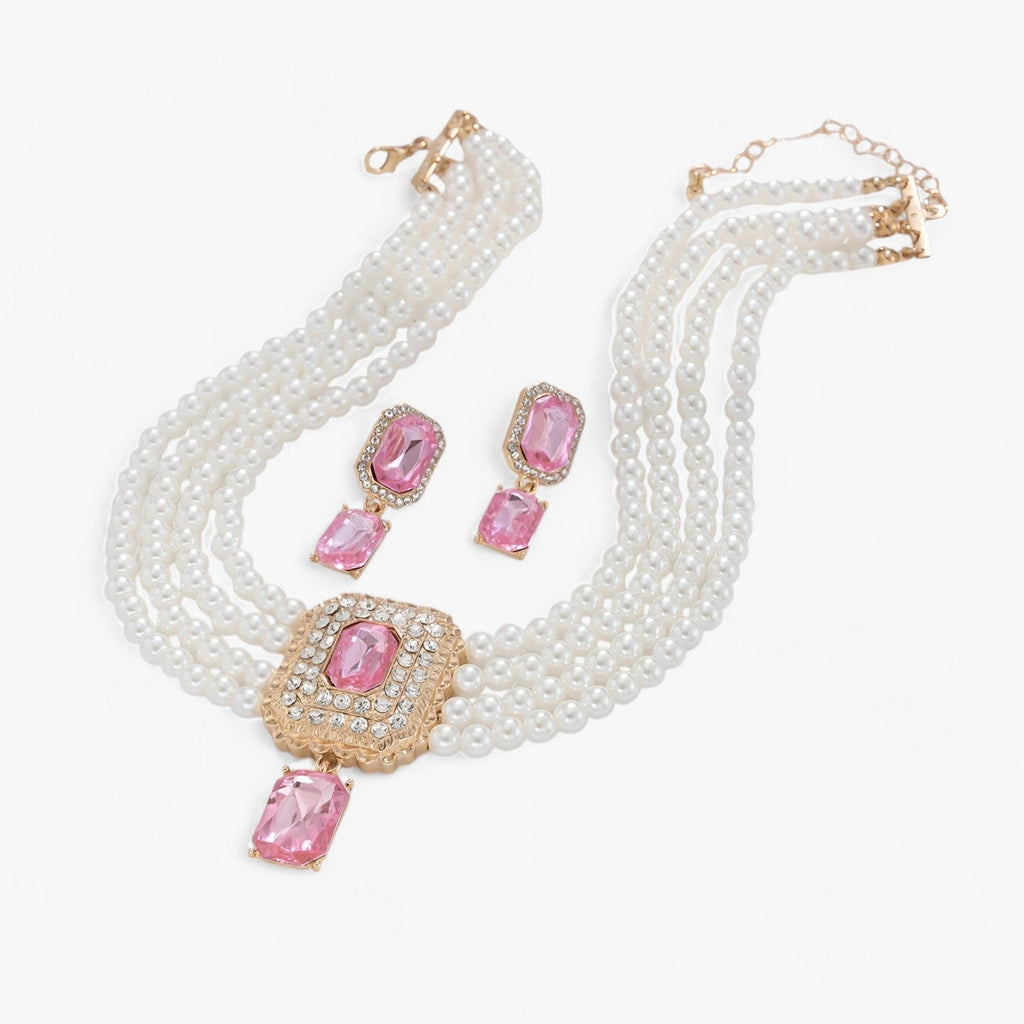 Multi-Layered Pearl Necklace and Earring Set for Occasions