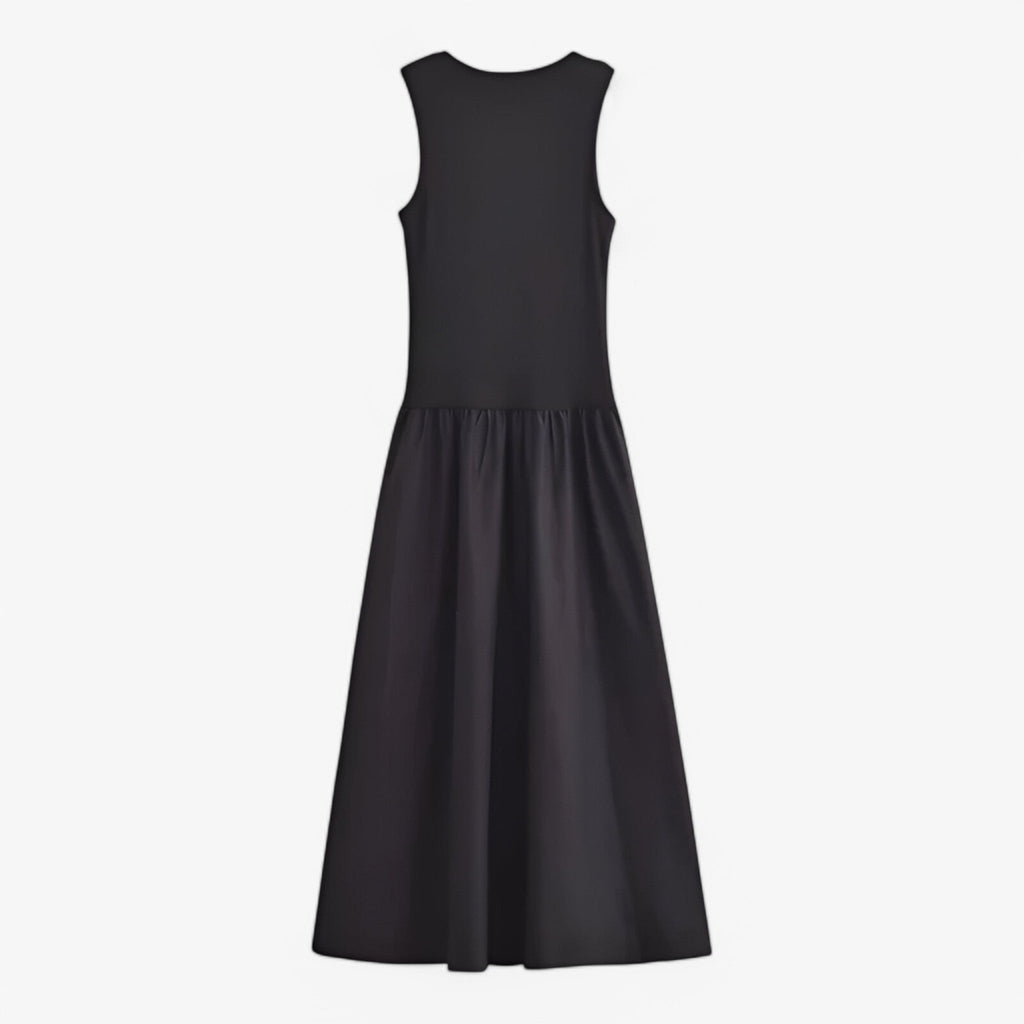 Vestido midi entallado sin mangas de punto elástico suave