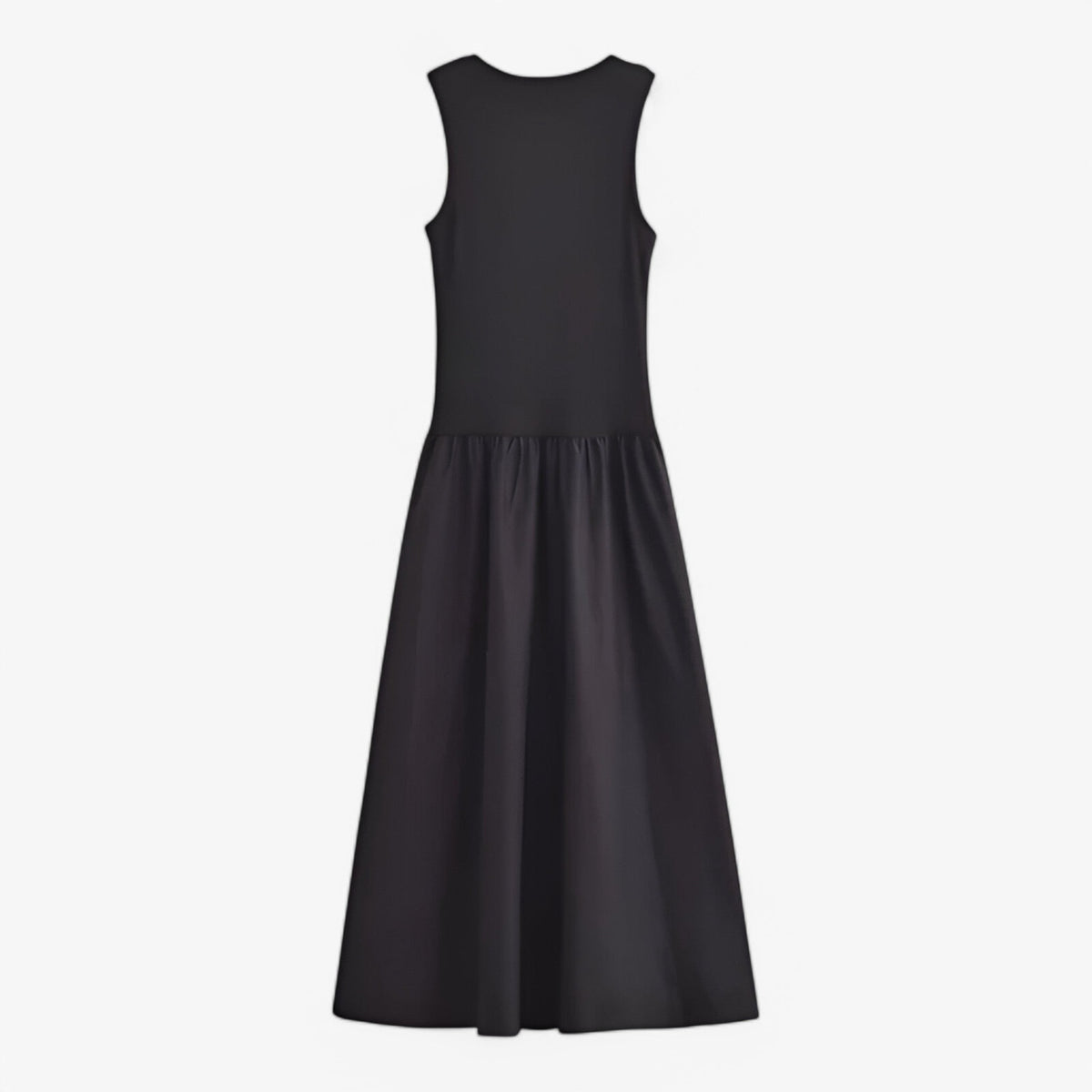 Vestido midi entallado sin mangas de punto elástico suave