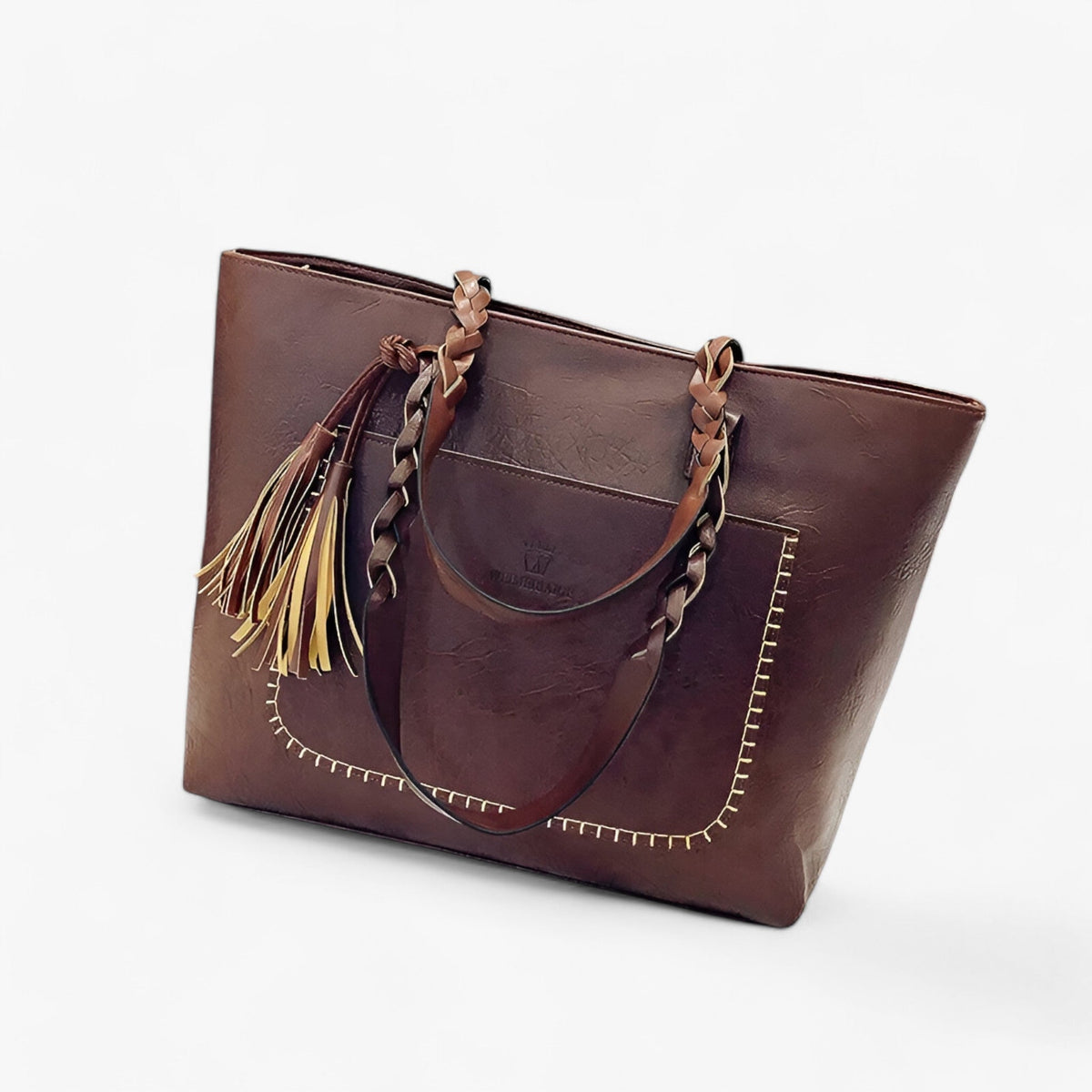 Faux Leather Shoulder Bag with Tassel Detail and Roomy Interior