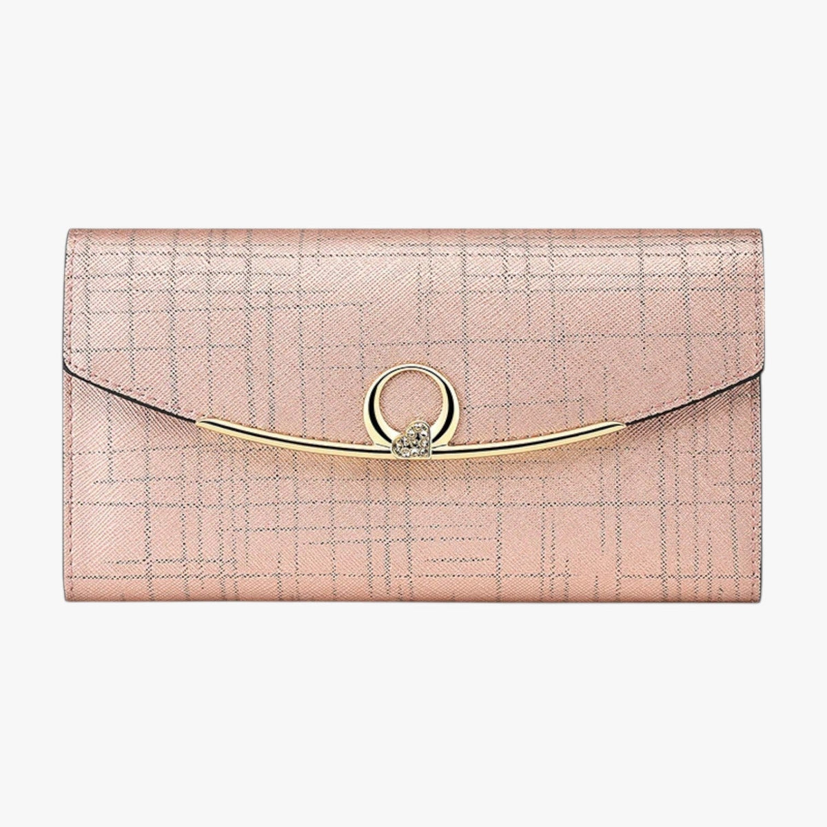 Faux Leather Wallet with Zip Closure and Multiple Compartments