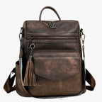 Faux Leather Backpack with Padded, Adjustable Shoulder Straps