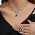 Rhinestone Drop Necklace and Earrings Bridal Set