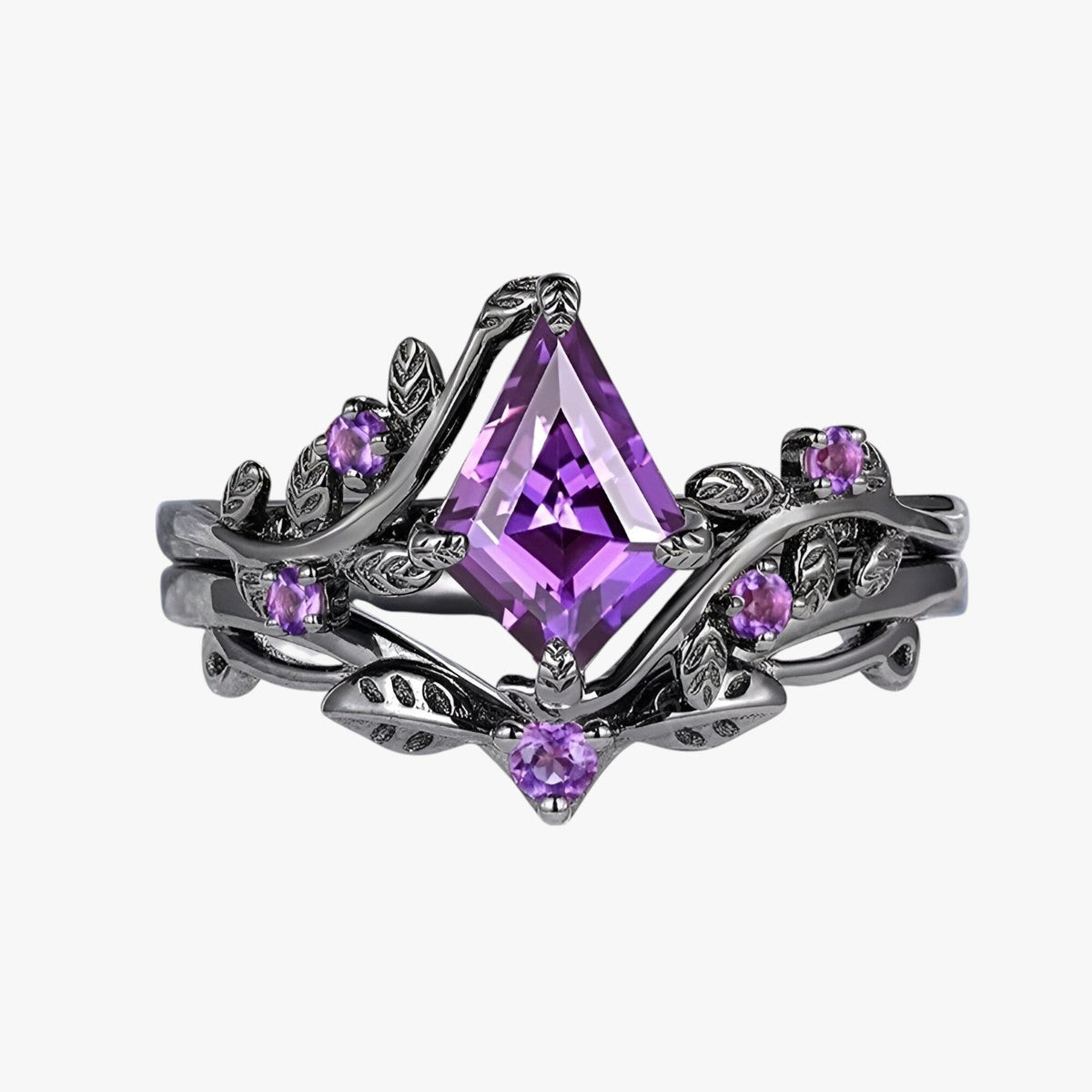 Purple Stackable Rings in Elegant Gothic Style
