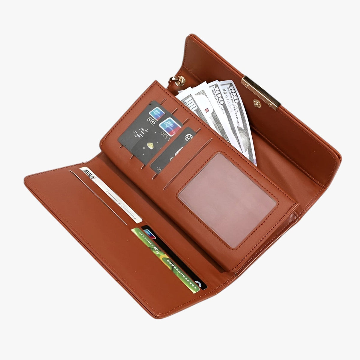 PU Leather Wallet with Multiple Card Compartments