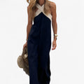 Halter Neck Maxi Dress with Plunging V-Neckline