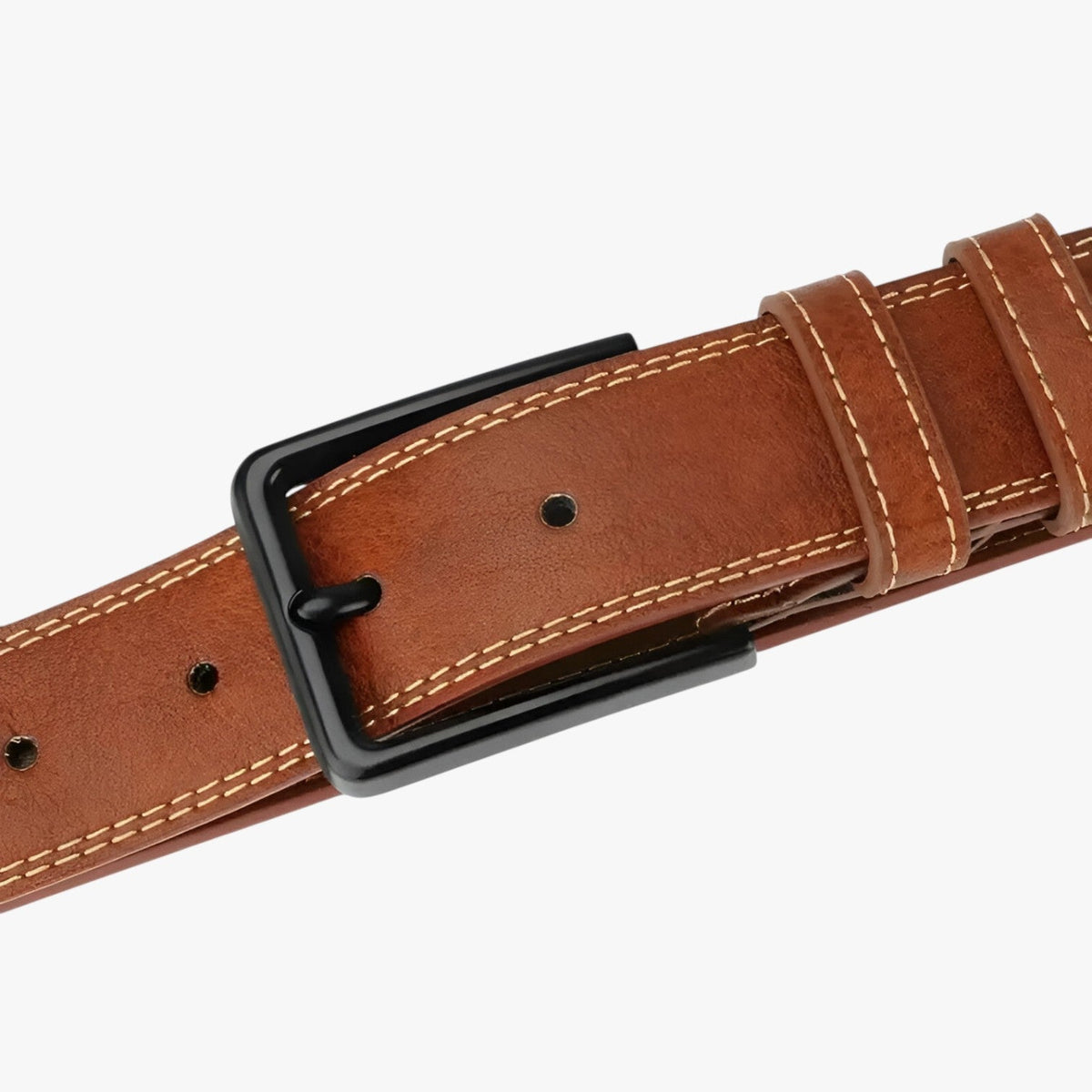 Faux Leather Belt with Retro-Style Classic Buckle