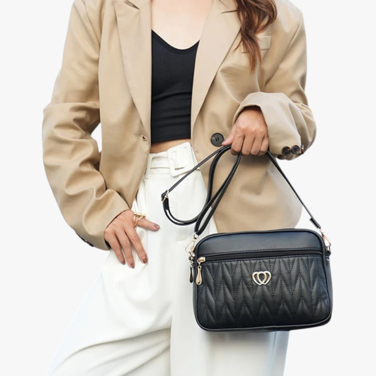 Bolso de piel sintética PU suave con correa bandolera ajustable