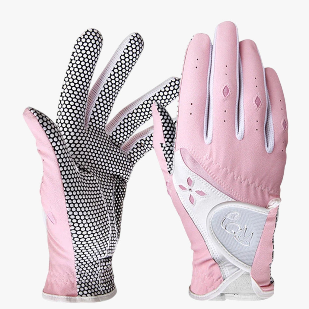 Guantes de golf antideslizantes de piel sintética PU con paneles de malla transpirable