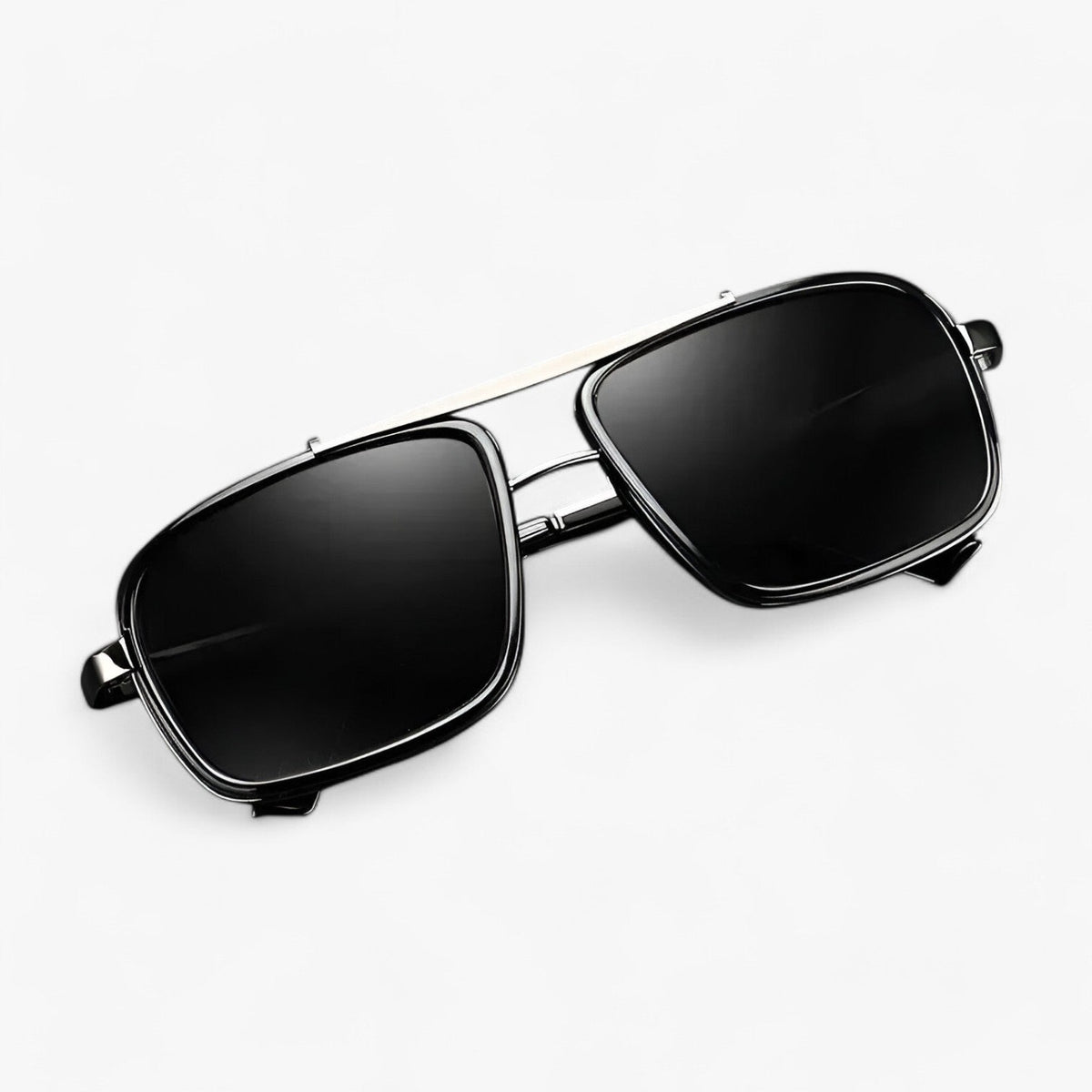 Square-Frame Pilot Sunglasses with a Double Bridge