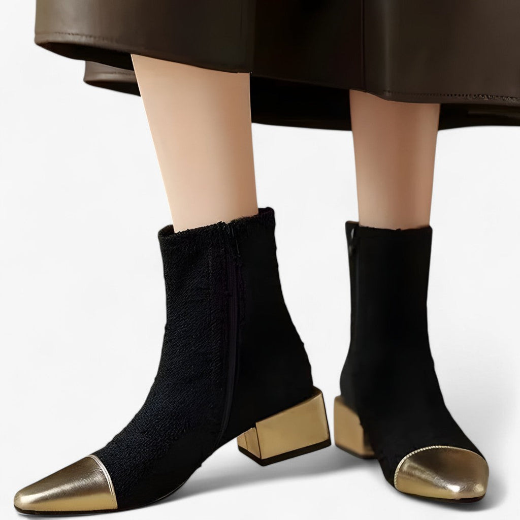 Pointed-Toe Stiletto Ankle Boots with Back Zip