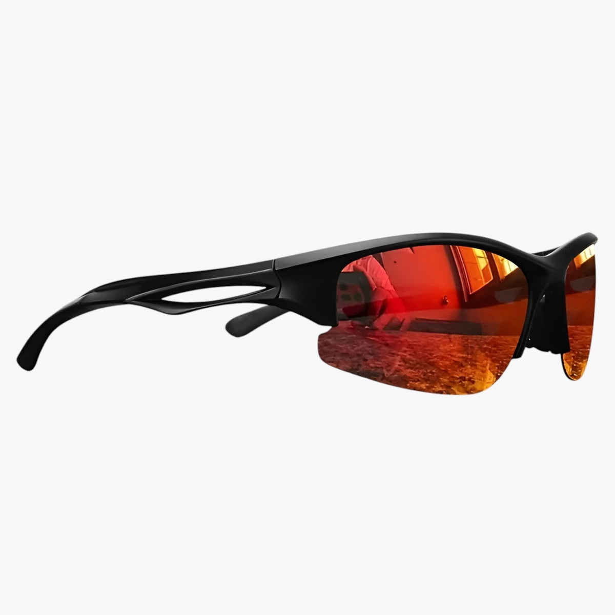 Polarised half-frame sport sunglasses with a unisex fit
