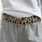 Leopard Print Belt with Punk-Style Buckle for Evening Looks