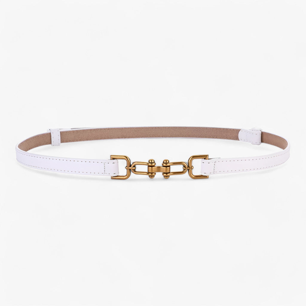 Adjustable Faux Leather Belt with Polished Buckle
