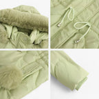 Hooded Padded Down Jacket with Thick Faux Fur Trim