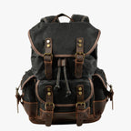 Canvas and Faux Leather Hiking Backpack with Padded Straps