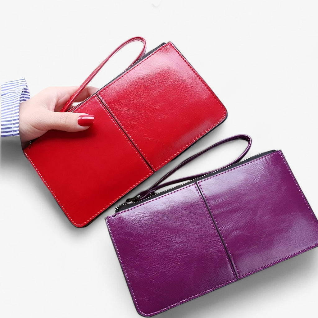 Vintage-Style PU Leather Wallet with Wrist Strap