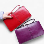 Vintage-Style PU Leather Wallet with Wrist Strap
