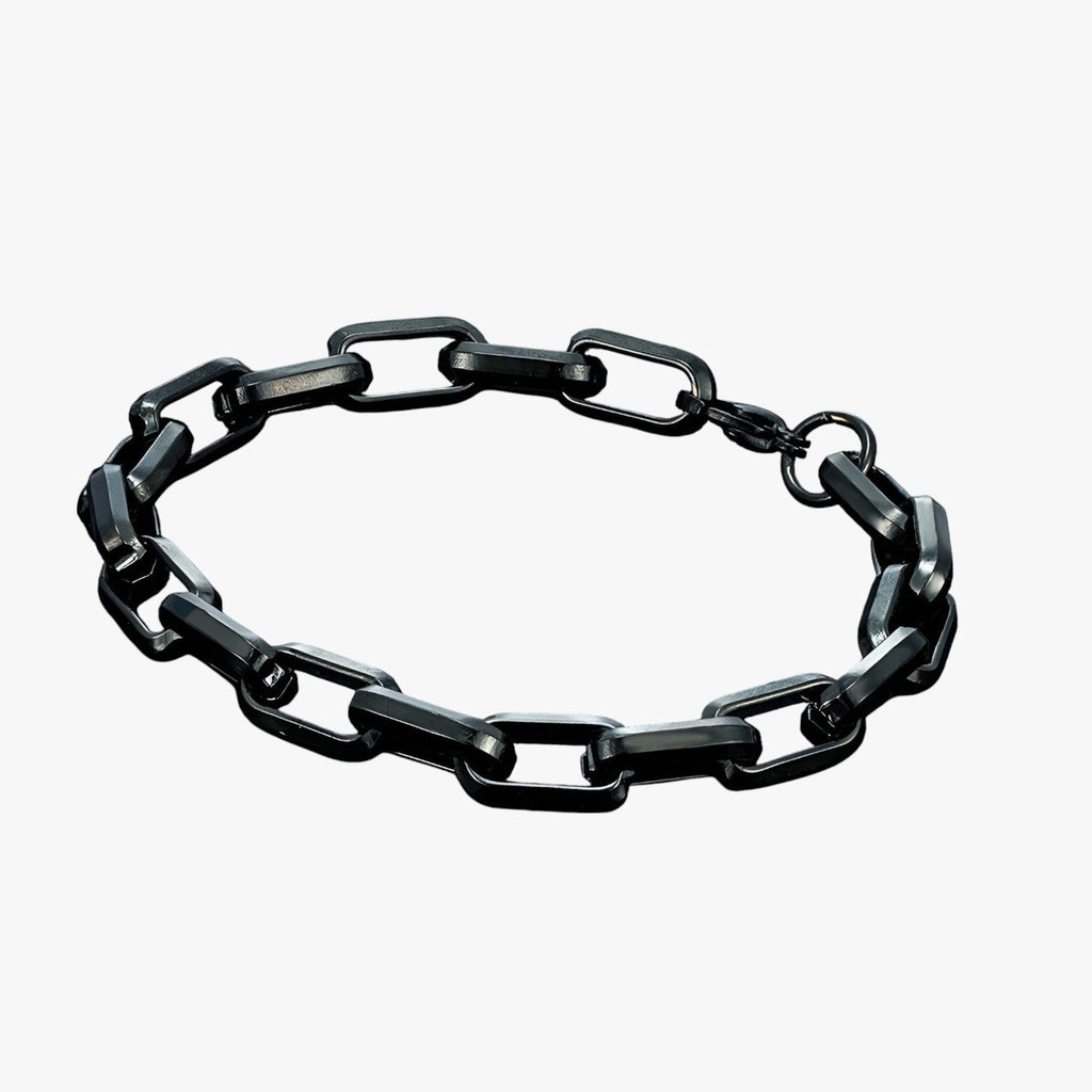 Pulsera de hombre de eslabones de acero inoxidable en negro y dorado