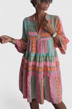 Tiered Boho Swing Dress with Flowing Cut
