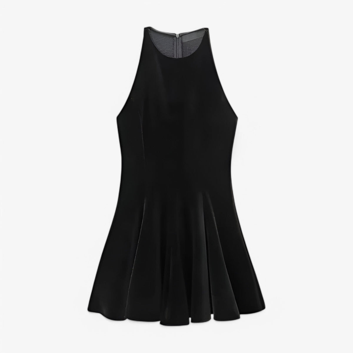 Sleeveless Velour Mini Dress with Round Neckline