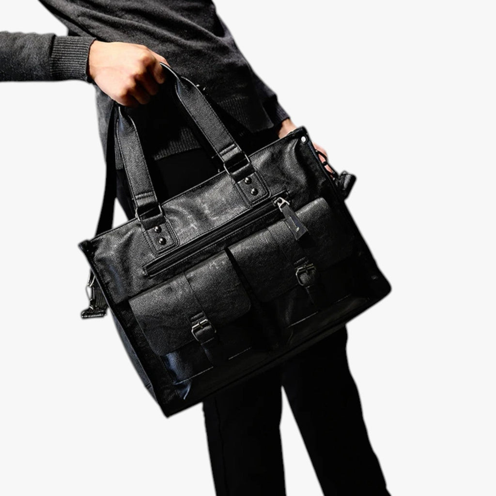 Bolso de hombro de piel sintética PU con compartimento para portátil para el trabajo