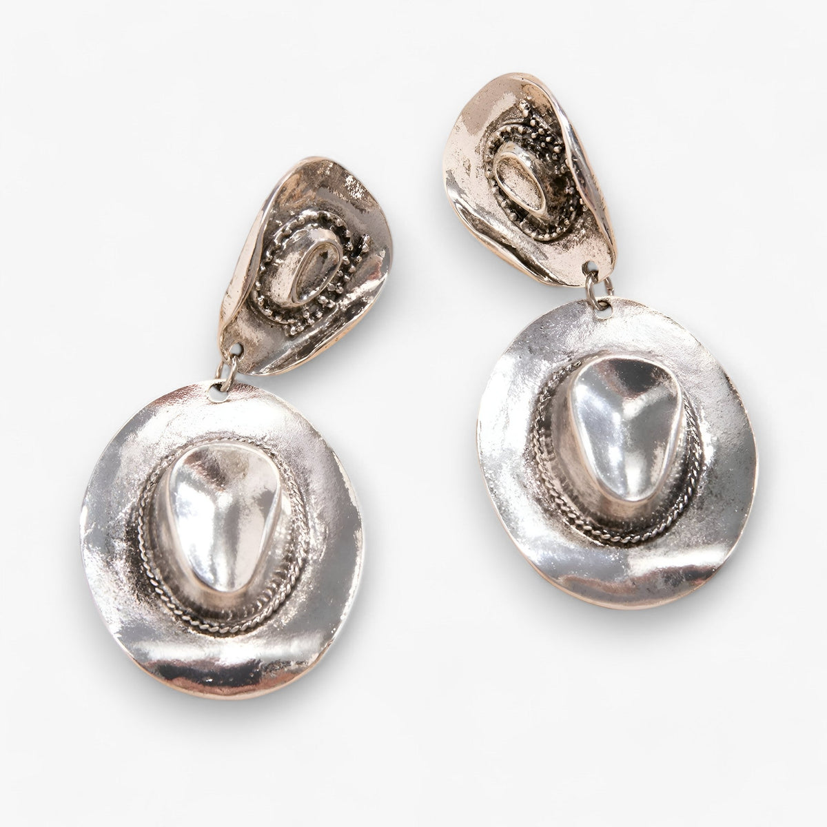 Vintage Cowboy Hat-Inspired Conical Statement Earrings