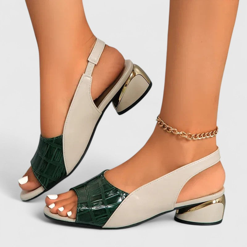Leather Look Sandals with Buckle Strap and Rubber Sole