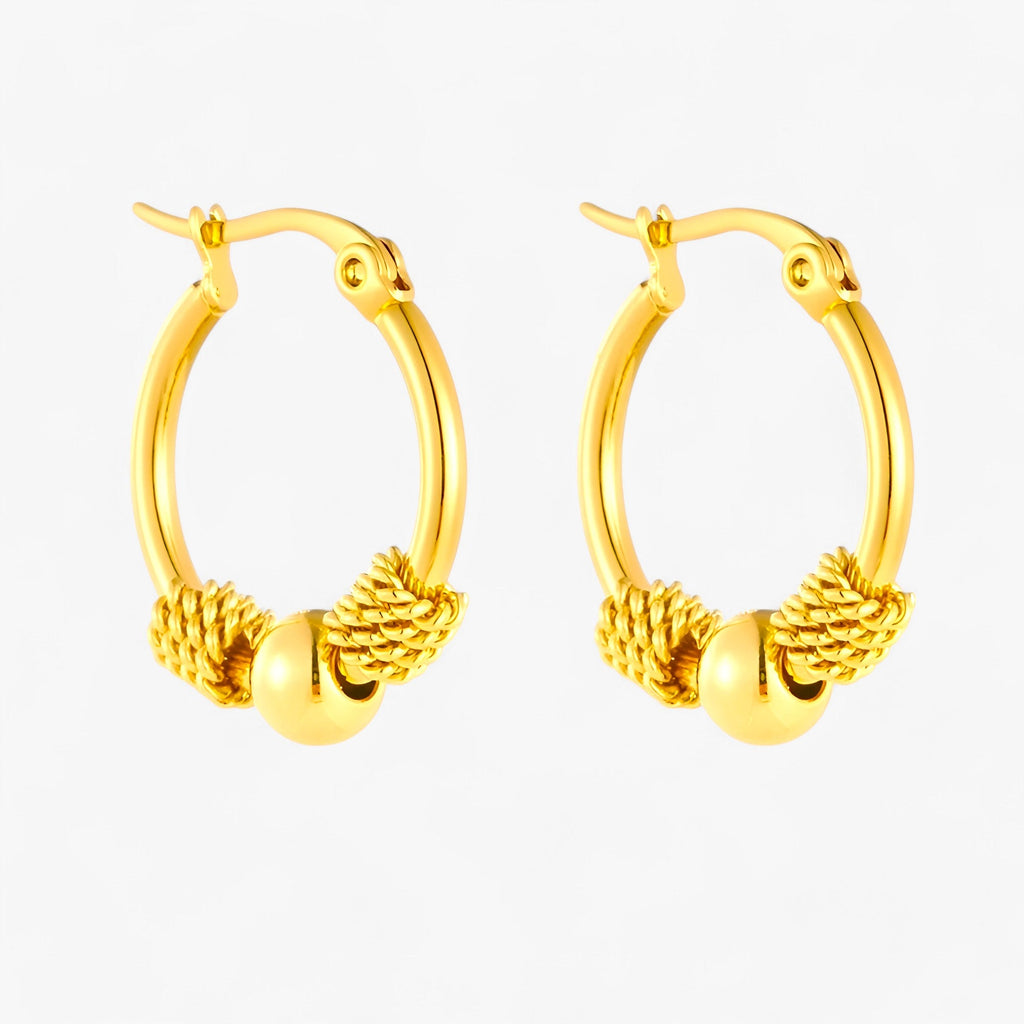Woven Gold-Tone Earrings with Classic Pattern