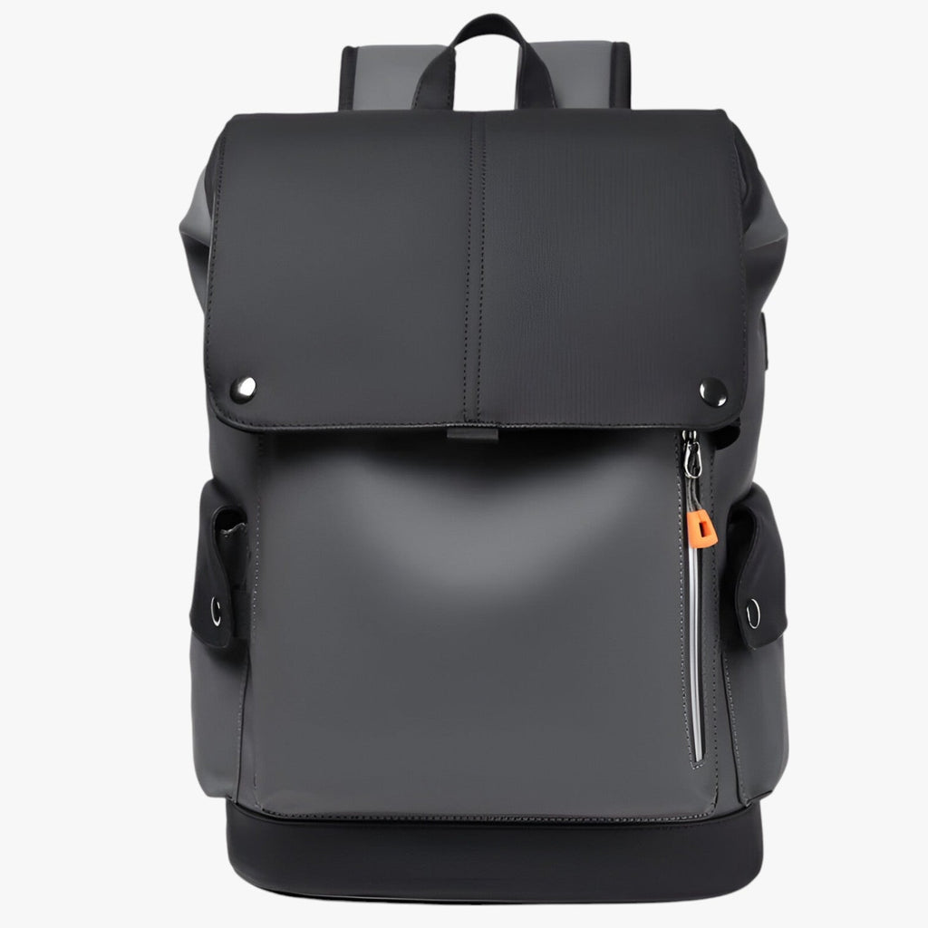 Water-Resistant PU Leather Laptop Backpack with USB Port
