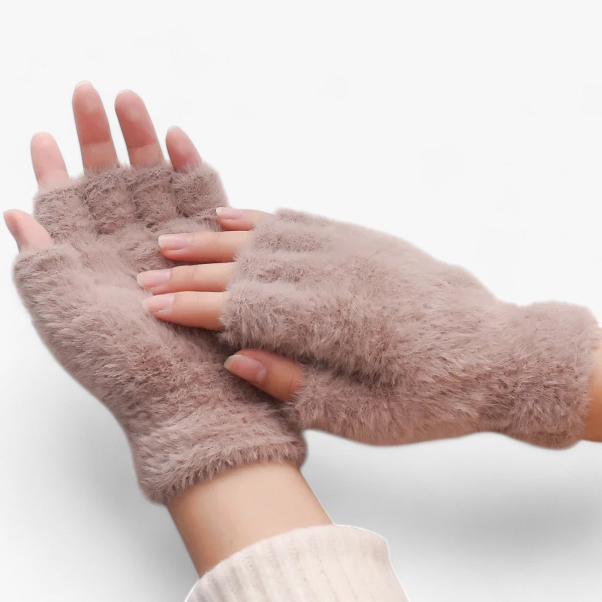 Half-Finger Faux Fur Gloves with Touchscreen Tips