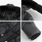 Hooded Padded Down Jacket with Thick Faux Fur Trim