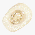 Straw Cowboy Hat with Wide Curved Brim for Summer