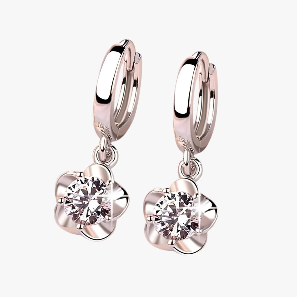 Silver-Tone Earrings with Sparkling Zirconia