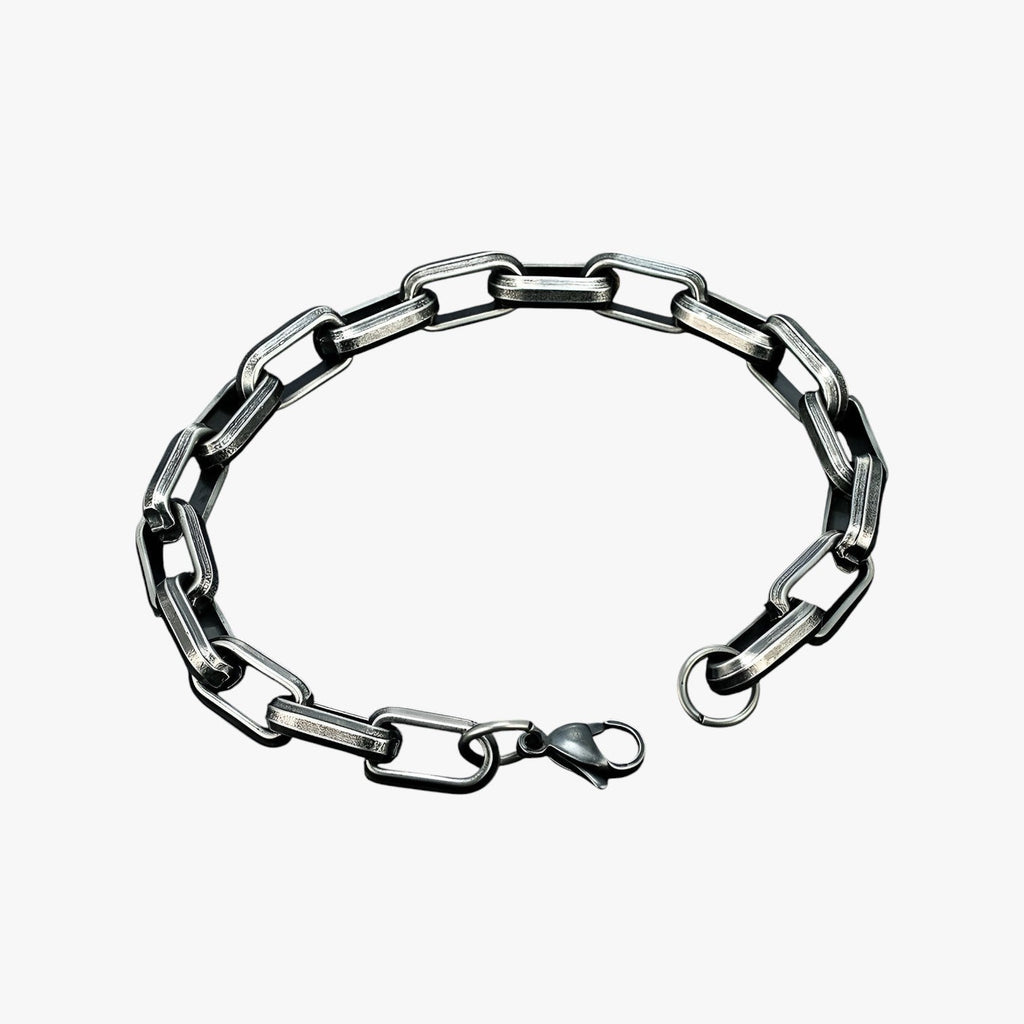 Pulsera de hombre de eslabones de acero inoxidable en negro y dorado