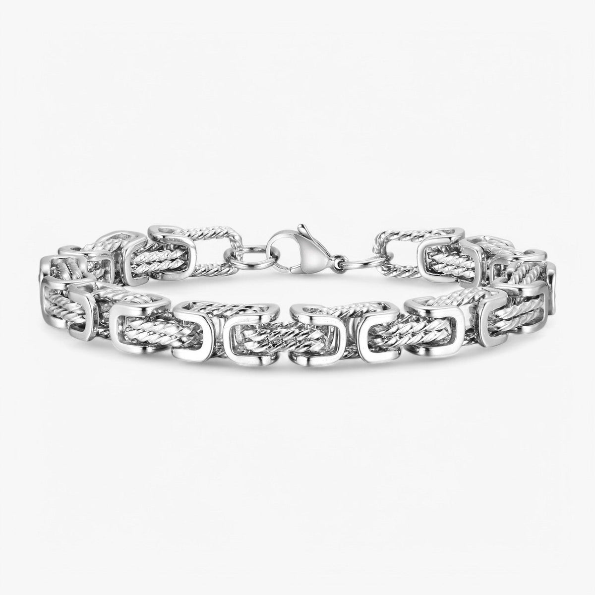 Men's Chunky Byzantine Link Bracelet in Stainless Steel