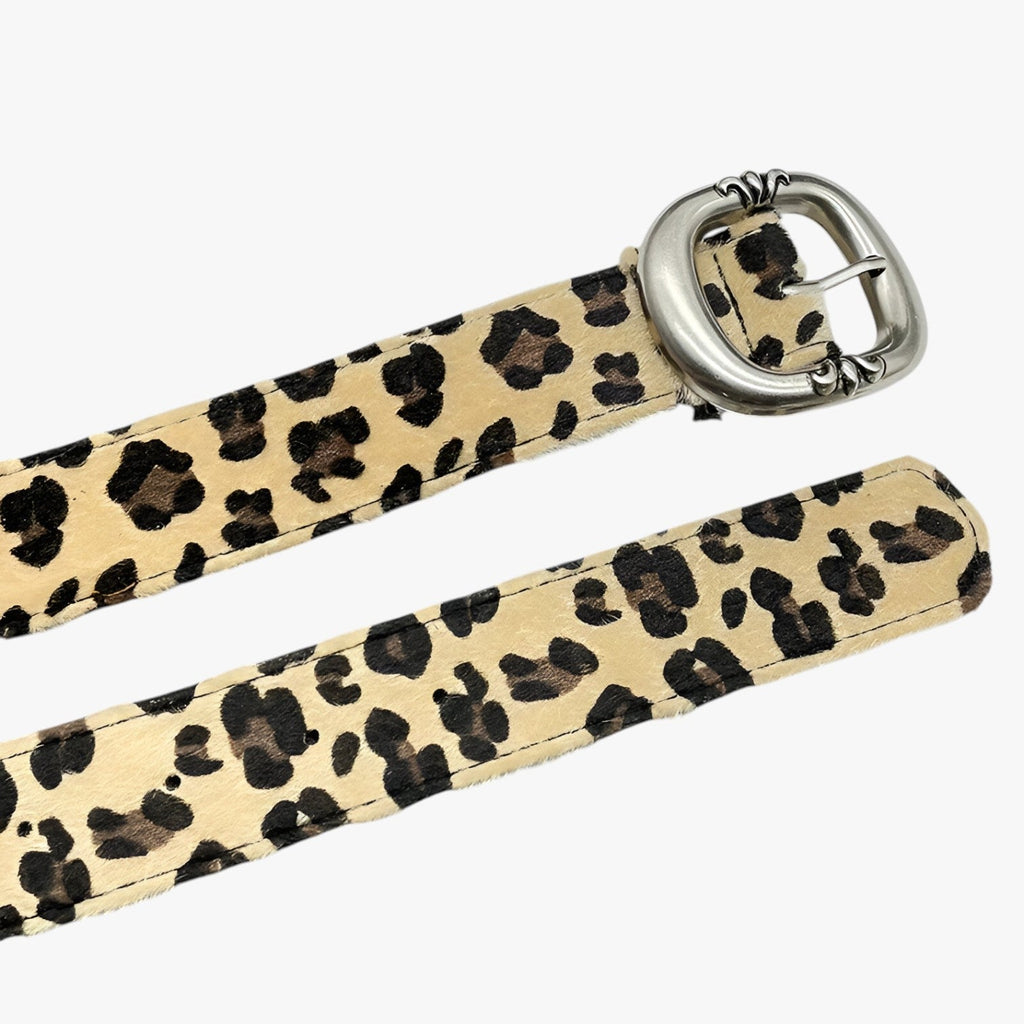 Leopard Print Belt with Punk-Style Buckle for Evening Looks