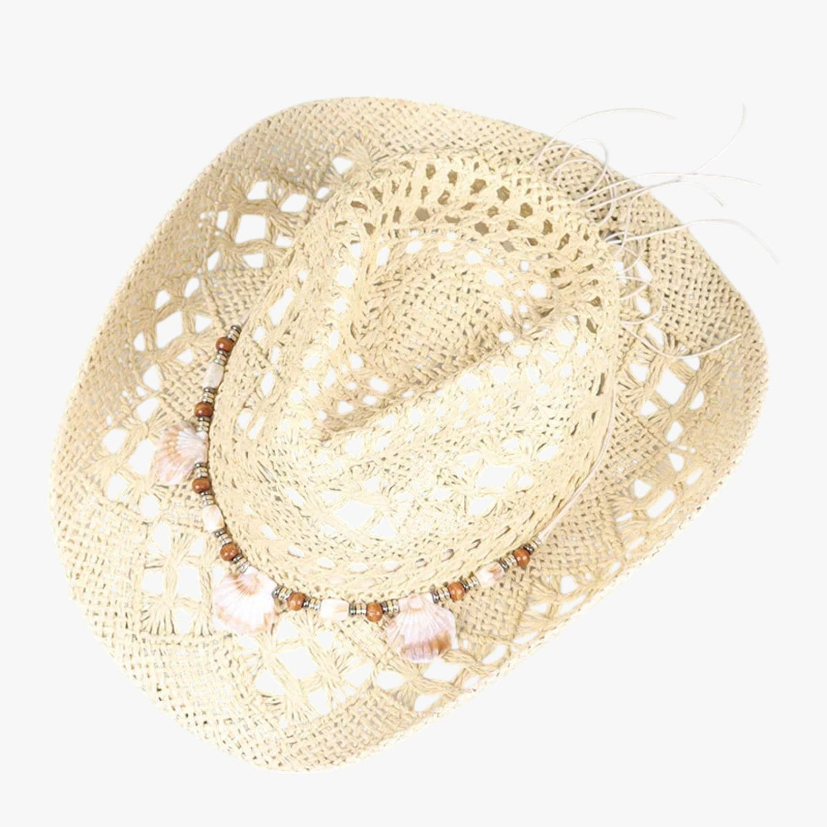 Straw Cowboy Hat with Wide Curved Brim for Summer