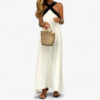 Halter Neck Maxi Dress with Plunging V-Neckline