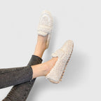 Lined Slip-On Loafers with Rubber Slip-Resistant Sole