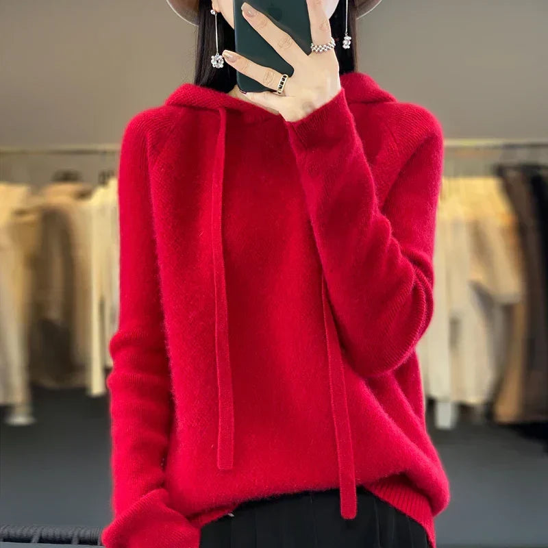Hooded Sweatshirt with Collar and Soft Warm Feel