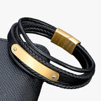 Personalised Braided Faux Leather Bracelet with Engraved Initial