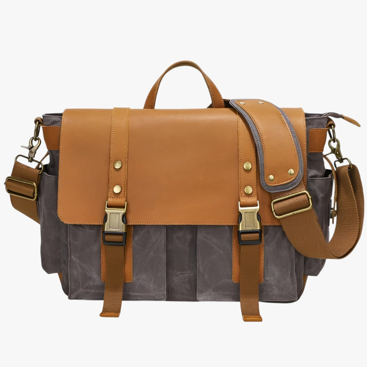 Vintage Faux Leather Messenger Bag with Adjustable Strap