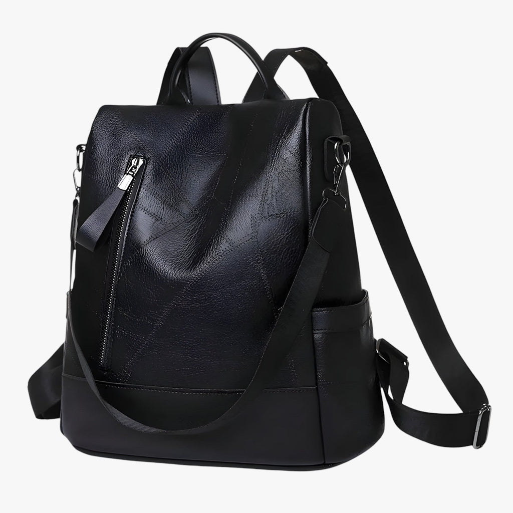 Mochila de piel sintética de aire retro con tirantes acolchados