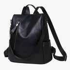 Mochila de piel sintética de aire retro con tirantes acolchados