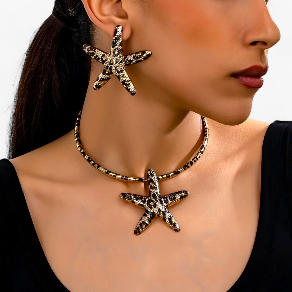 Starfish Pendant Necklace and Earring Set