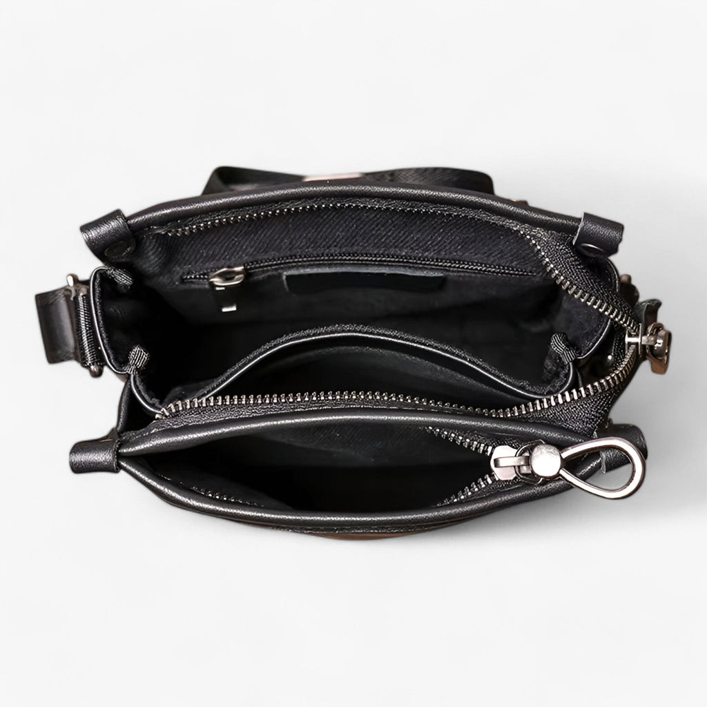 Bolso de hombro de inspiración vintage con varios compartimentos