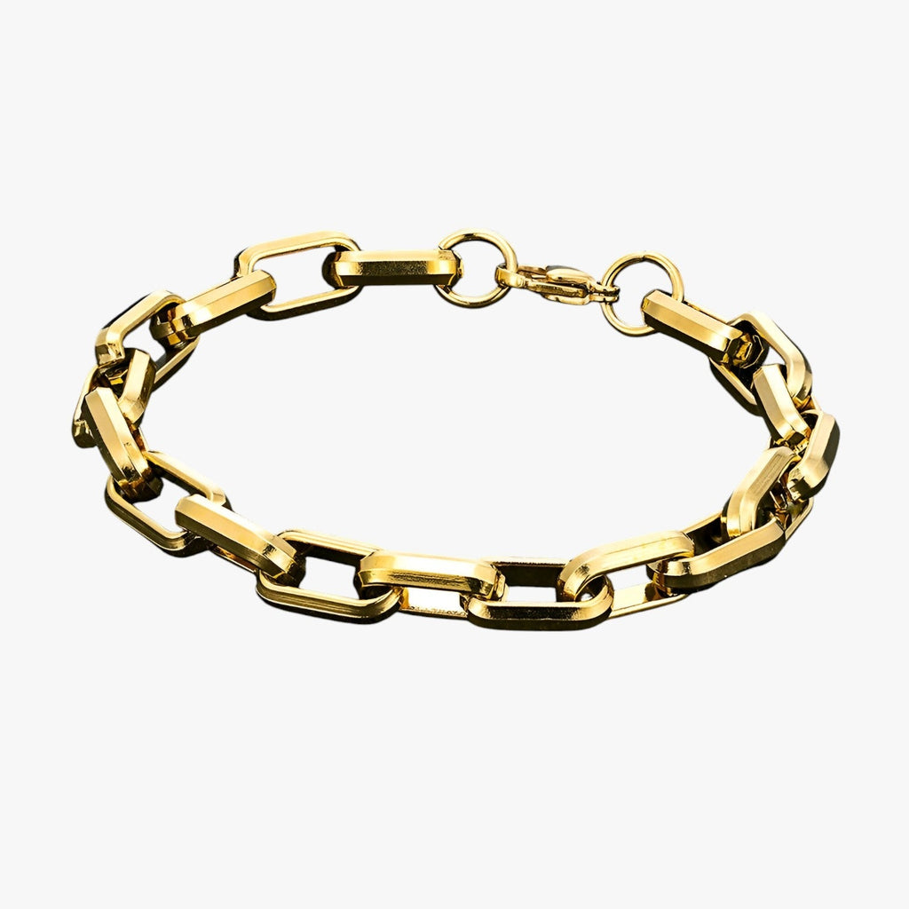 Pulsera de hombre de eslabones de acero inoxidable en negro y dorado