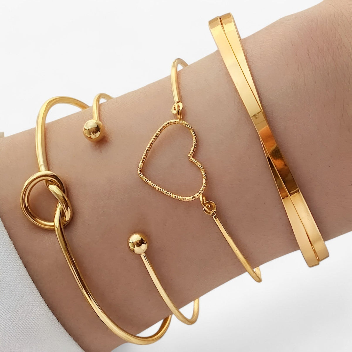 Interwoven Stainless Steel Bracelet Set for Stacking
