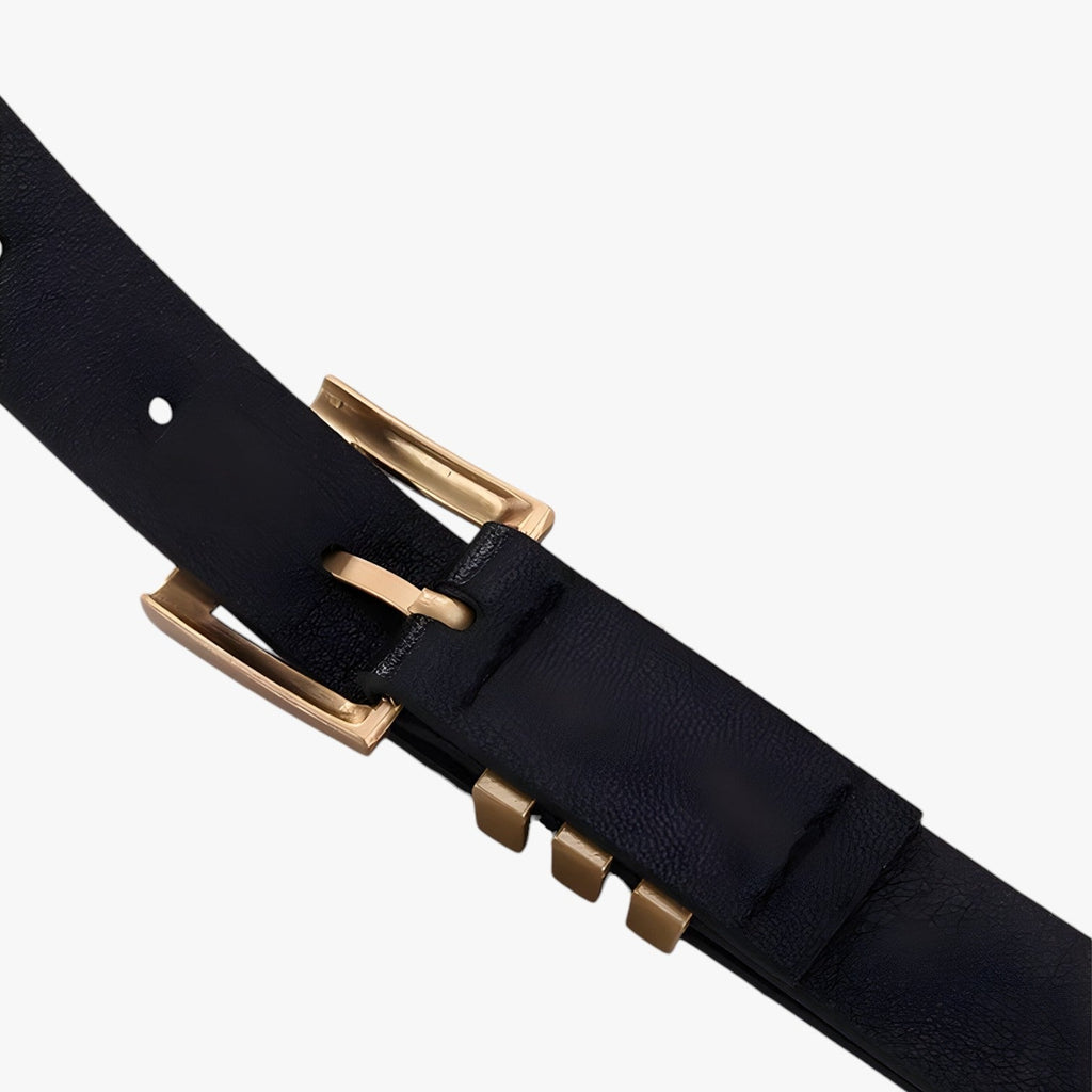 Versatile Belt with Gold-Tone Buckle for Work and Casual Wear